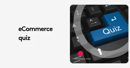 Blue quiz button on a keyboard with ecommerce text on the side