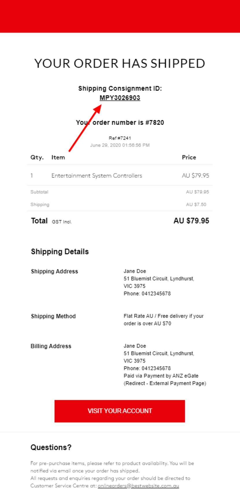 Ecommerce shipping best practices: Share tracking link