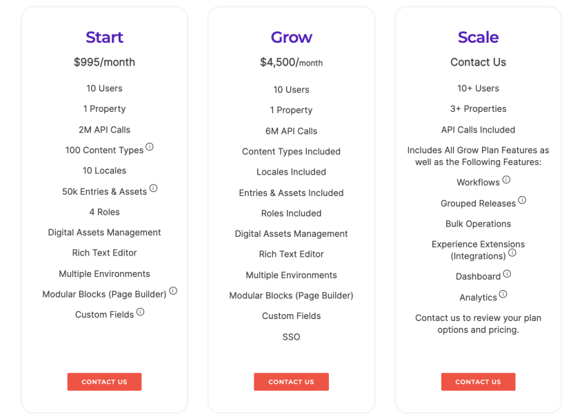 Contentstack cons: Limited content types