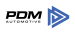 Blue geometric logo design on a black background