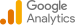 Google Analytics logo with orange bars and gray text.