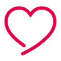 Red heart outline on a white background