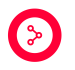Red circle with a network icon inside on a black background.