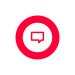 Red chat bubble icon inside a red circle on a white background.