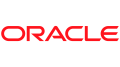 Oracle logo in red on a black background