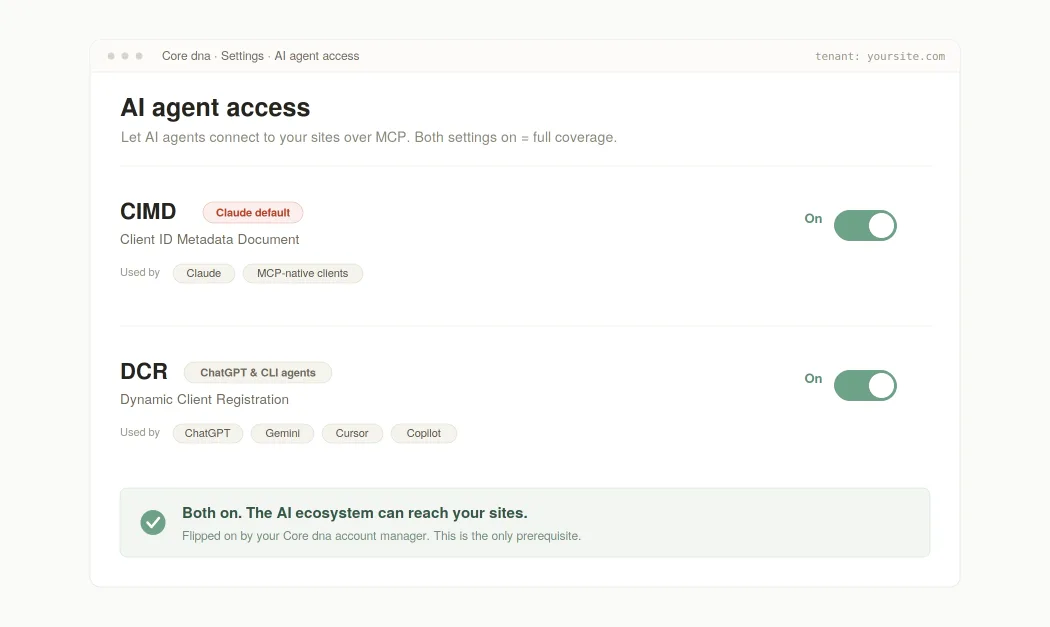 Step 1  -  Enable CIMD and DCR on your tenant